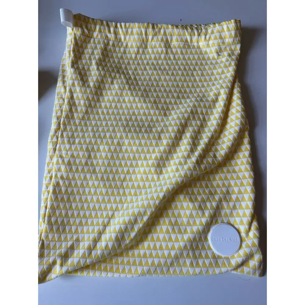 Casa Del Mar Mens Swim Trunks Shorts Yellow White Geometric Shorts Sz XL